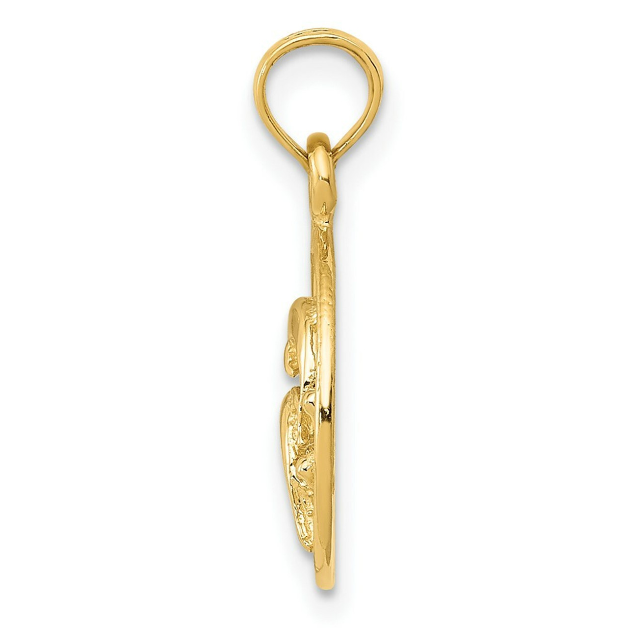 14K Yellow Gold Double Dolphin Circle Pendant - (A85-292)