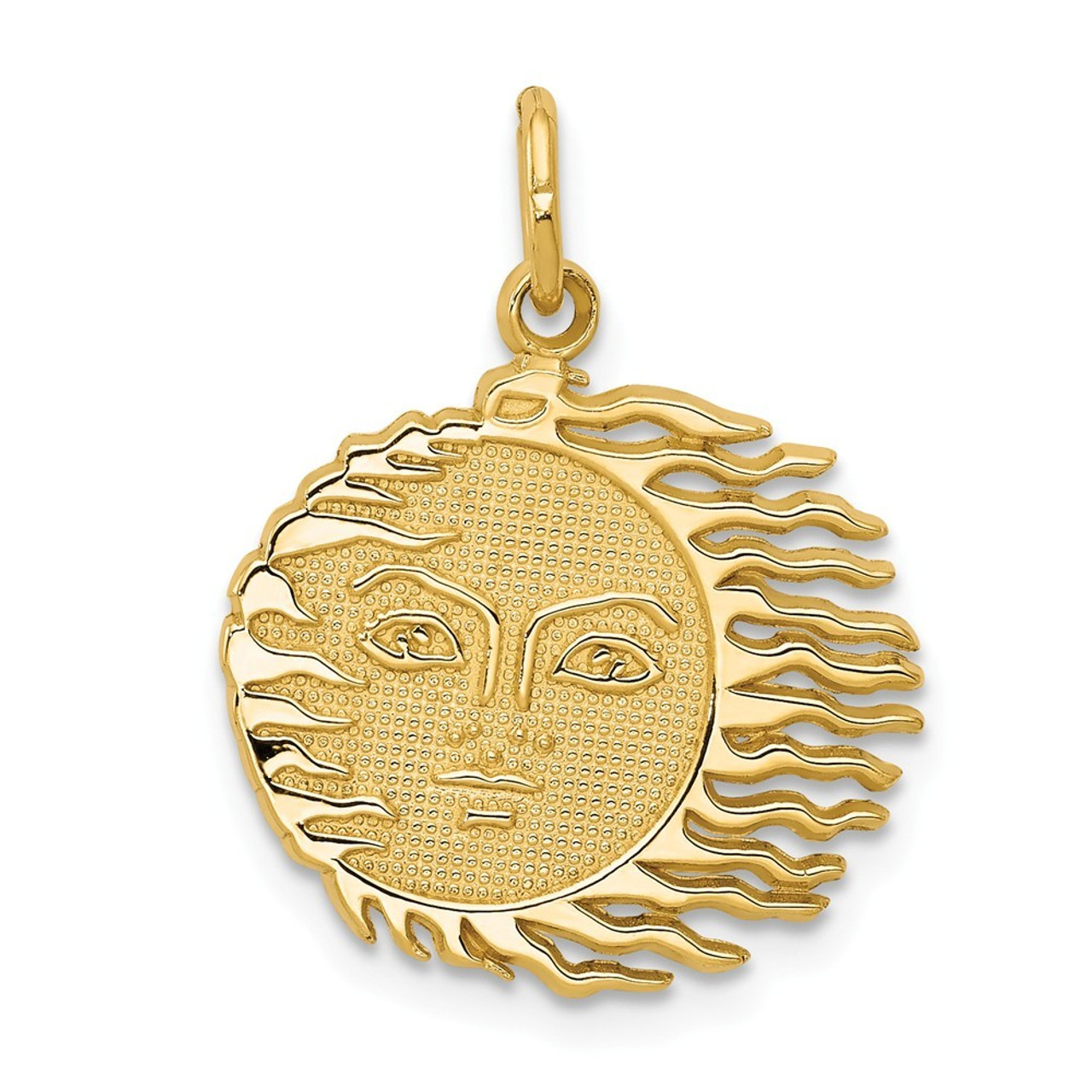14K Yellow Gold Flaming Sun Charm - (A85-390)