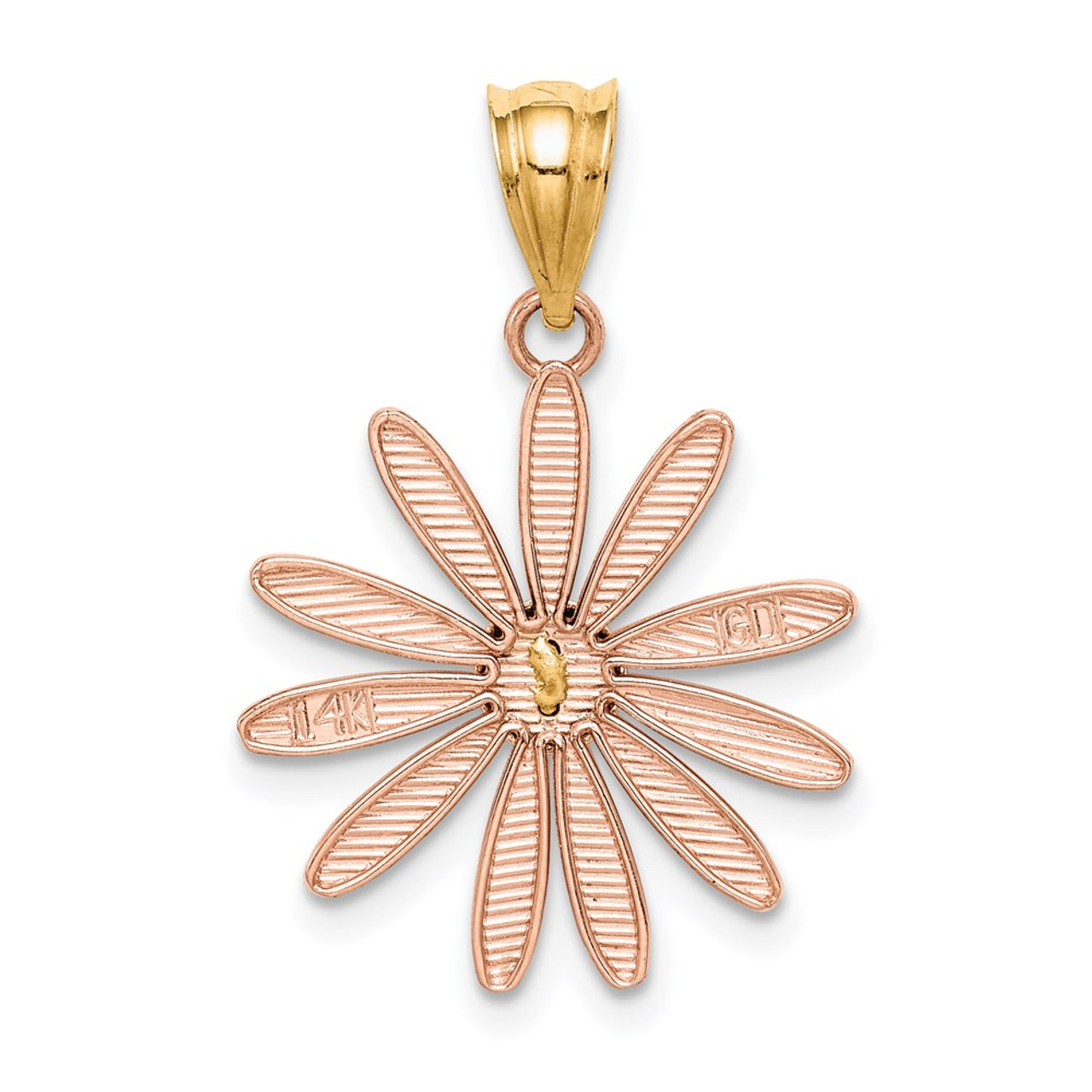 14K Two-tone Gold Rose & Yellow Gold Daisy Pendant - (A85-410)