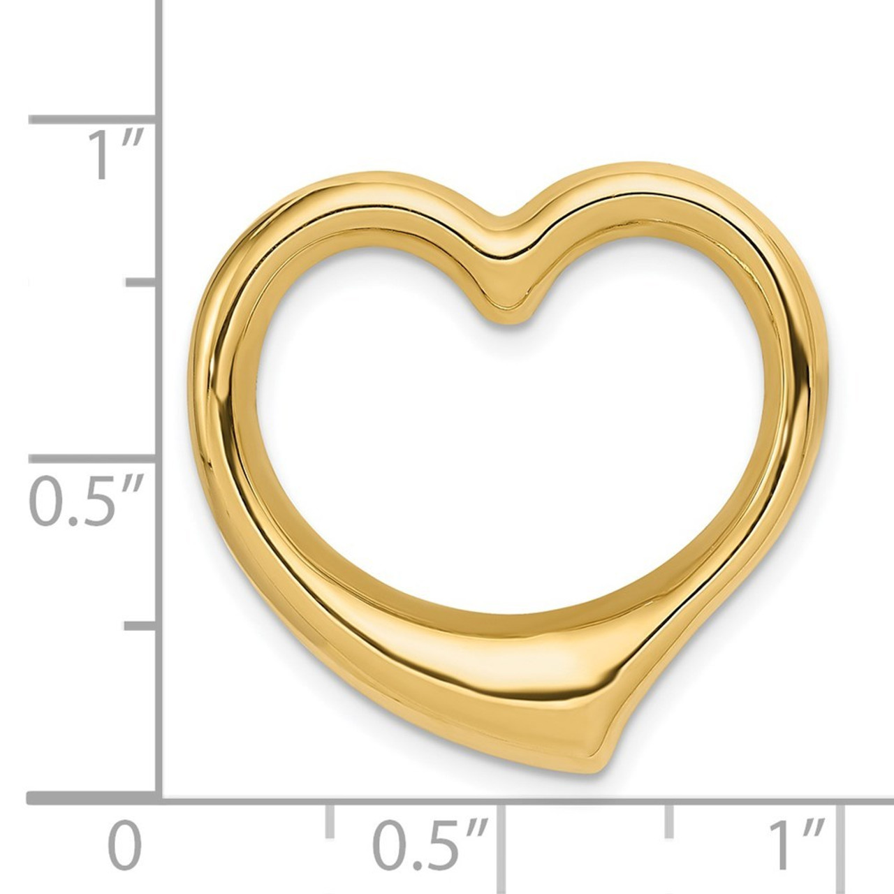 14K Yellow Gold Heart Hollow Pendant Slide - (A85-472)
