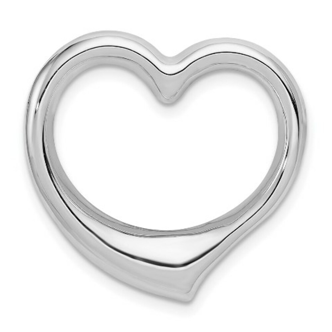14K White Gold Heart Hollow Pendant Slide - (A85-601)
