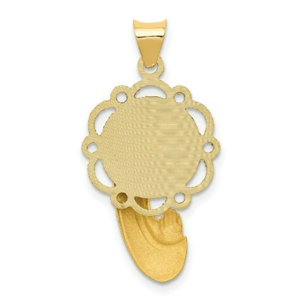 14K Yellow Gold Satin and Polished Mary Pendant - (A85-771)