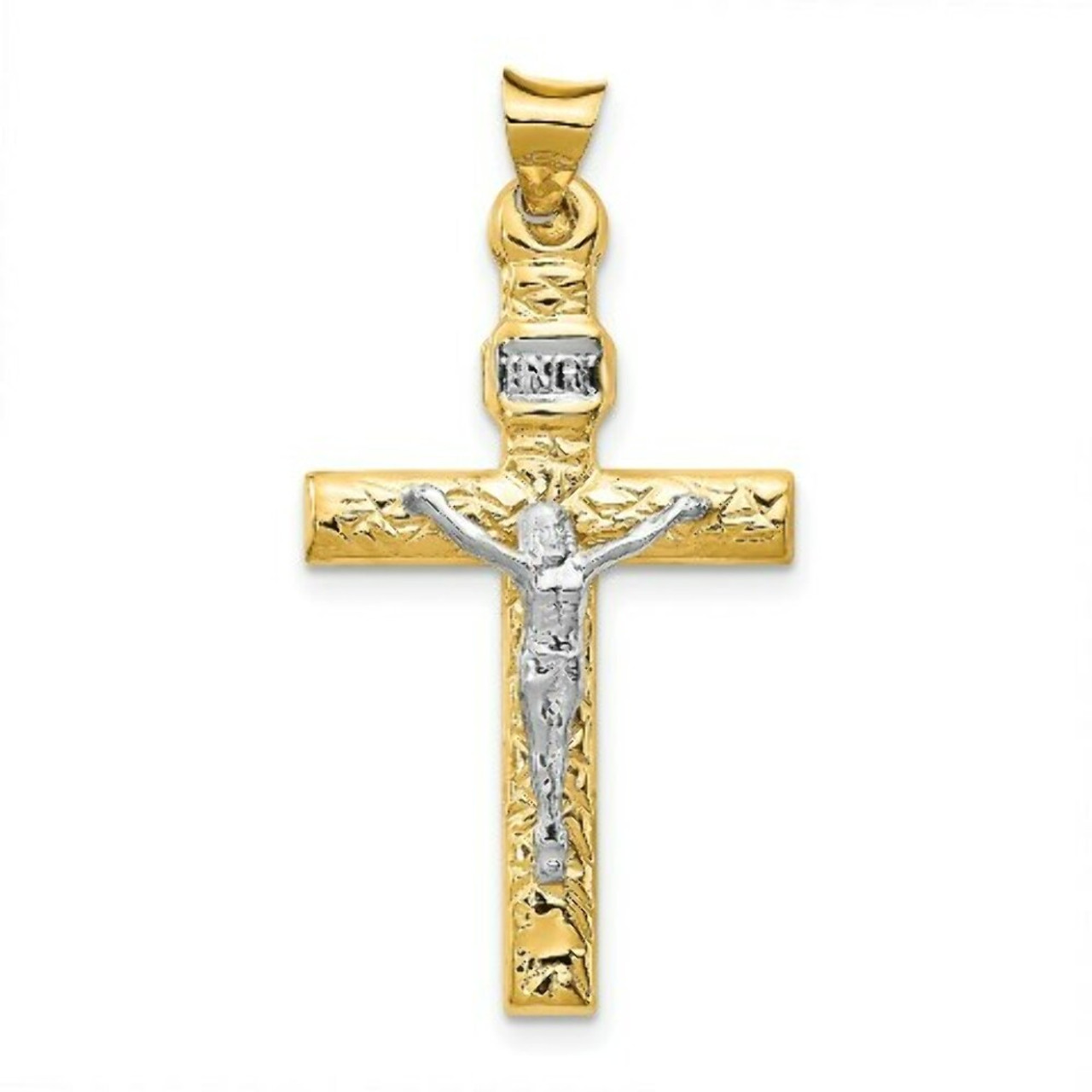 14k Two-Tone Gold Crucifix Pendant - (A85-843)