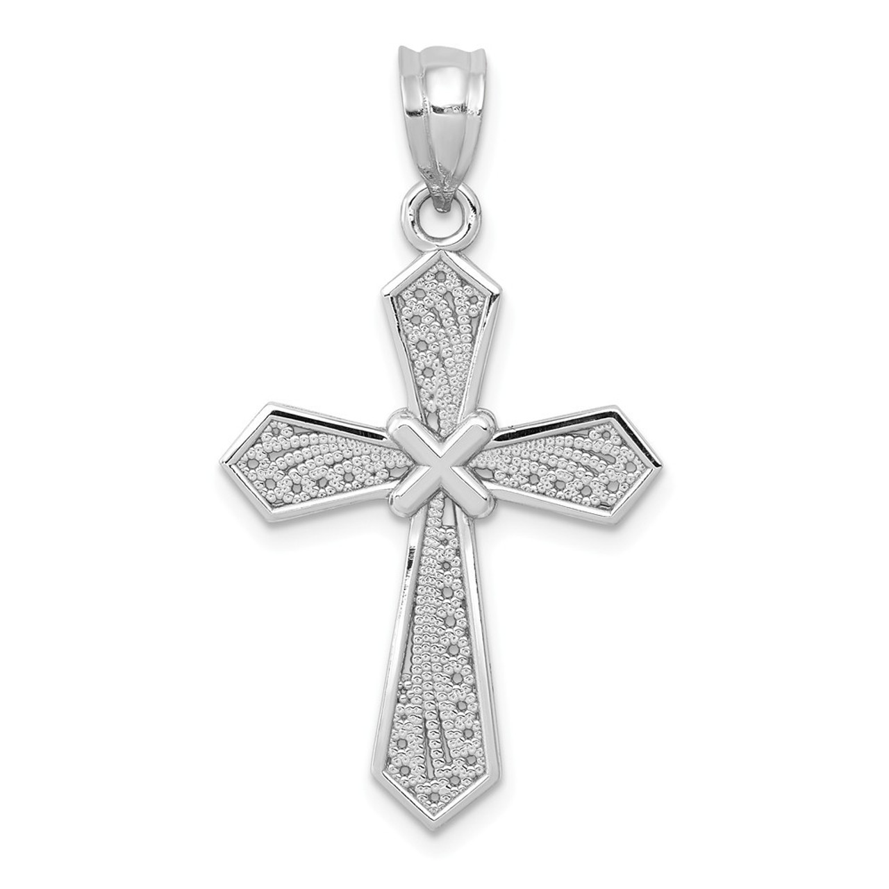 14K White Gold Passion Cross Pendant - (A86-913)