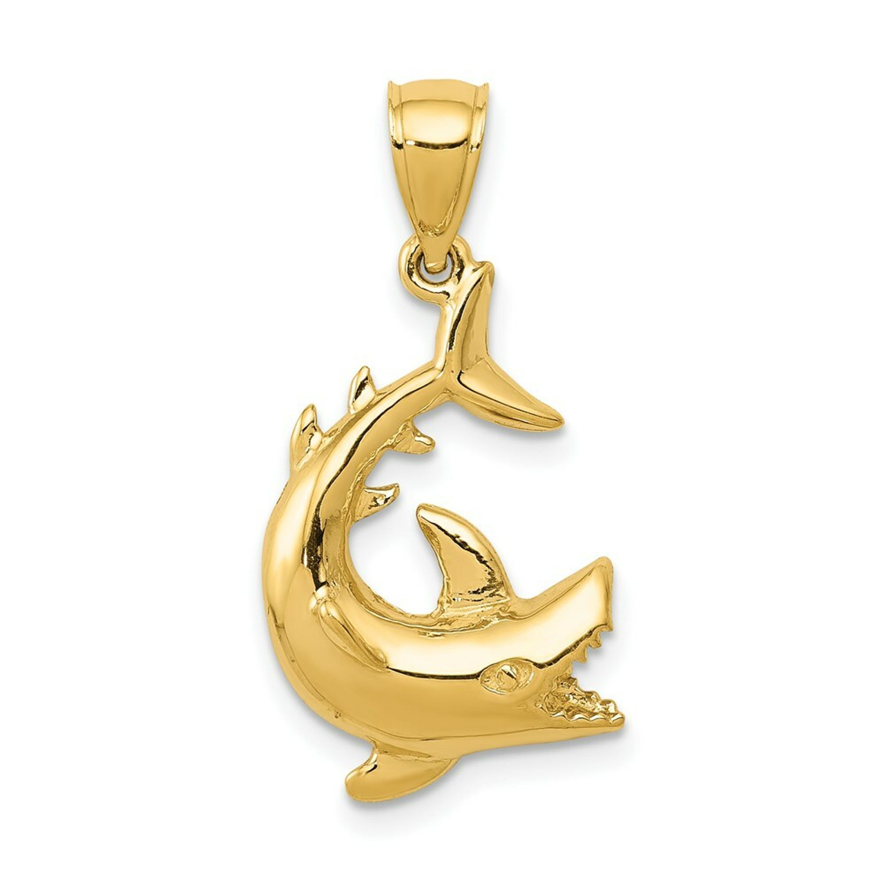 14K Yellow Gold Shark Pendant - (A86-950)