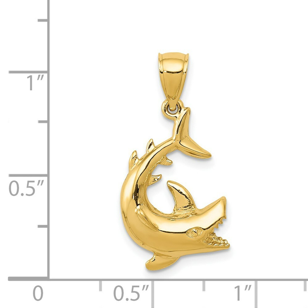 14K Yellow Gold Shark Pendant - (A86-950)