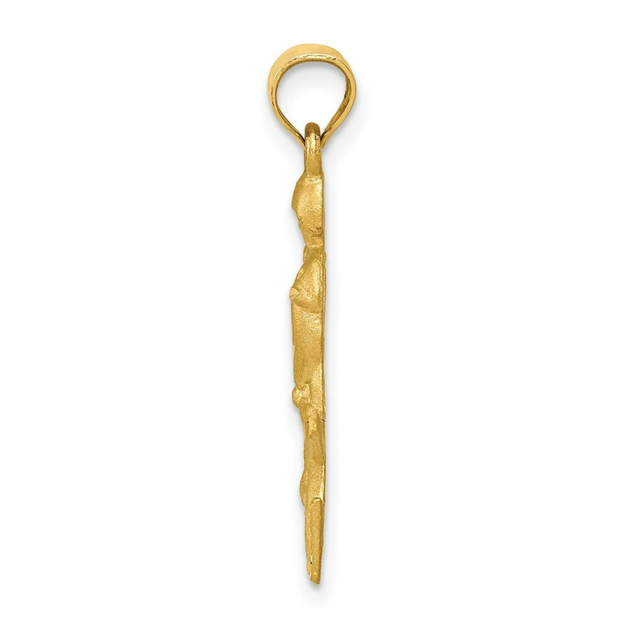 14K Yellow Gold Satin & Diamond-cut Hockey Player Pendant - (A87-115)