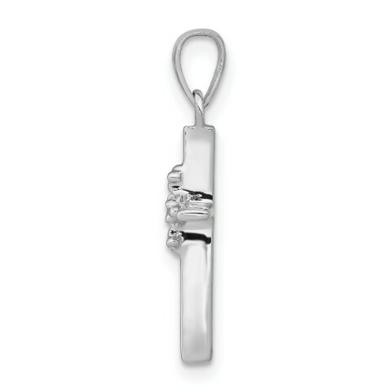 14K White Gold Diamond Accent Polished Budded Cross Pendant - (A97-228)