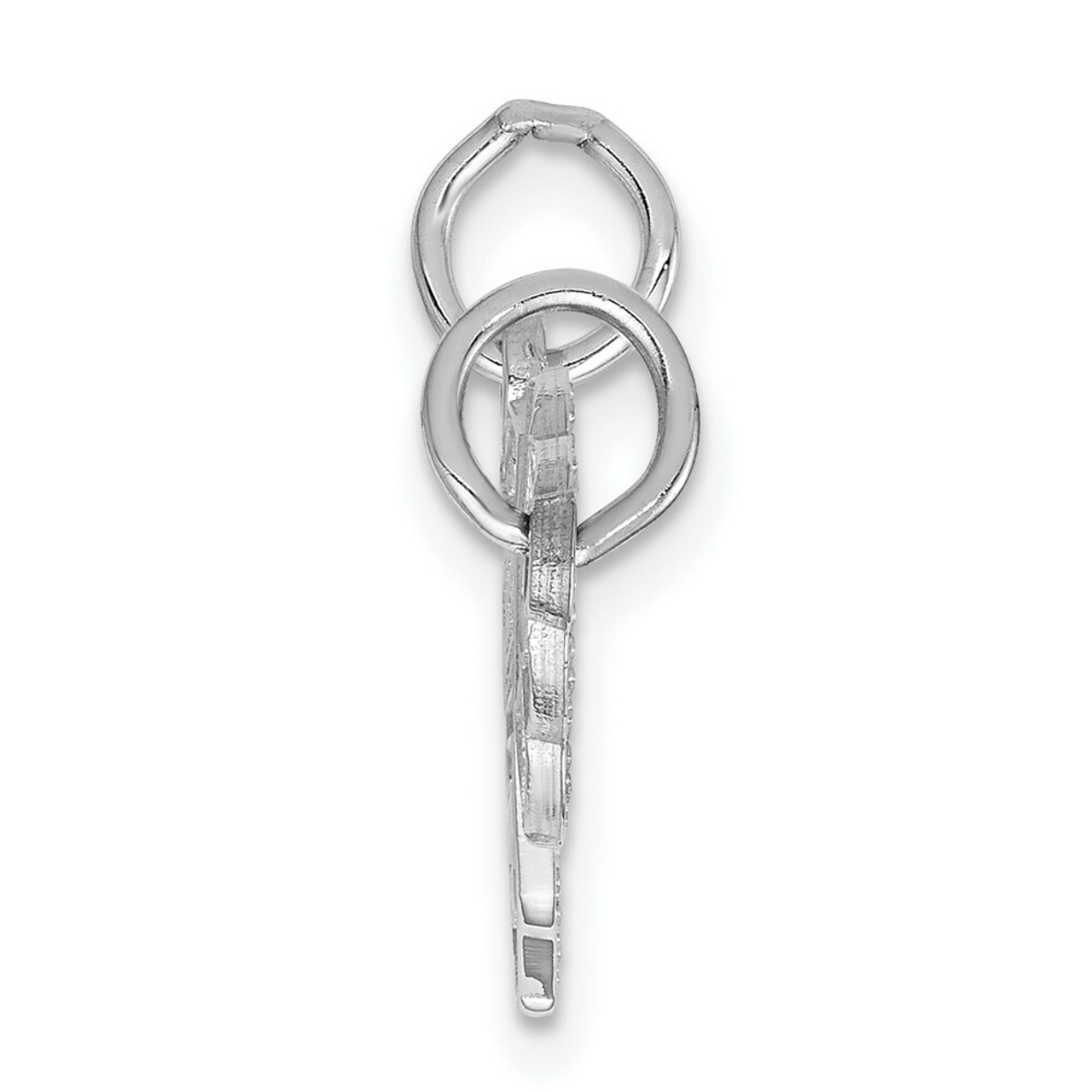 14K White Gold Key & Heart Break-apart Charm Pendant - (A98-389)