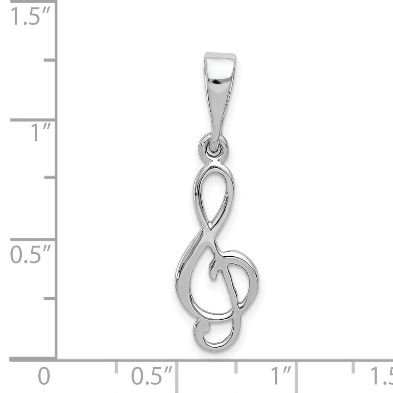 14K White Gold Music Note Pendant - (A98-566)