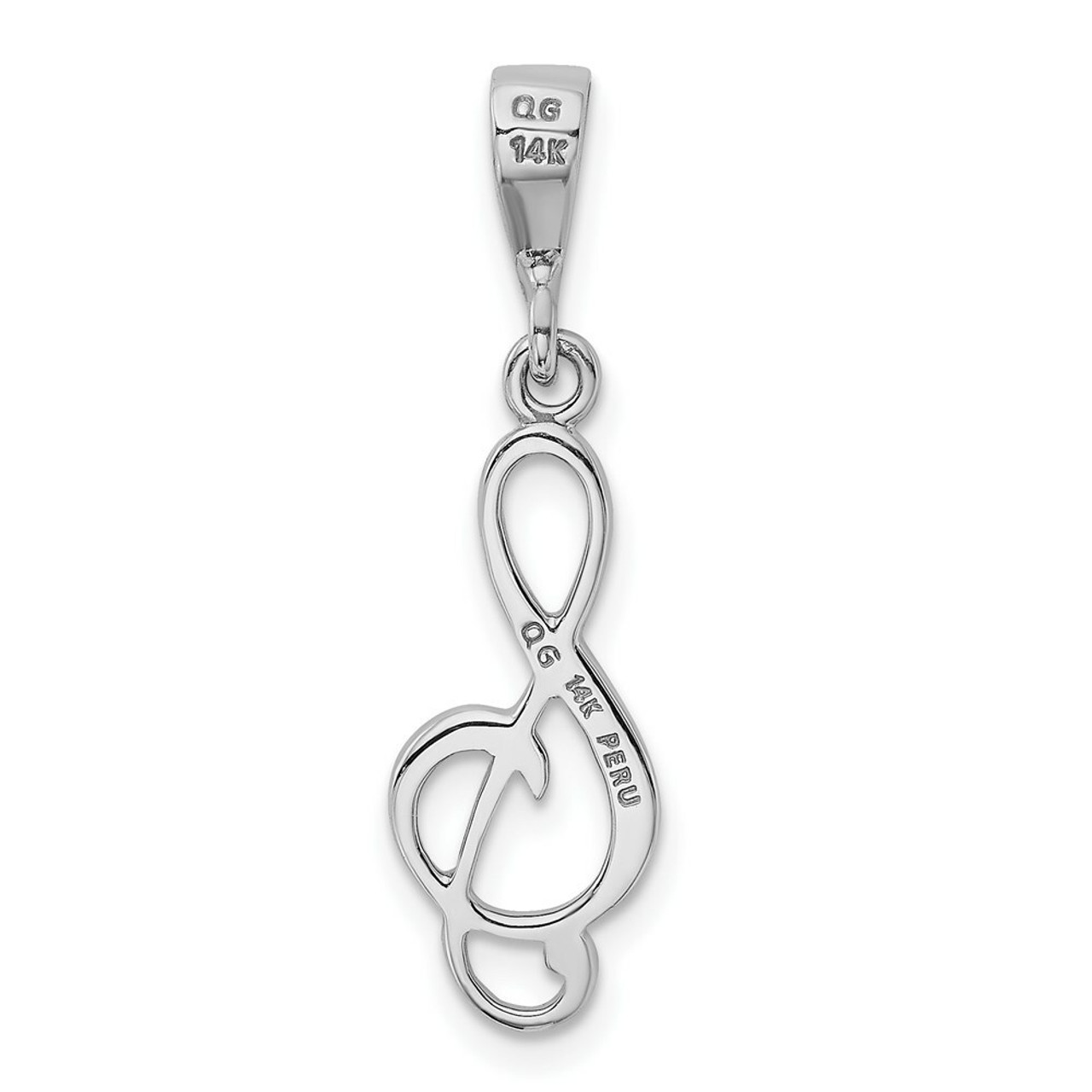 14K White Gold Music Note Pendant - (A98-566)