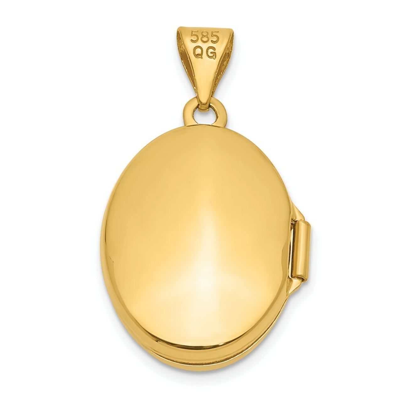14K Yellow Gold Plain Polished Oval Locket 25x17mm - (A99-338)