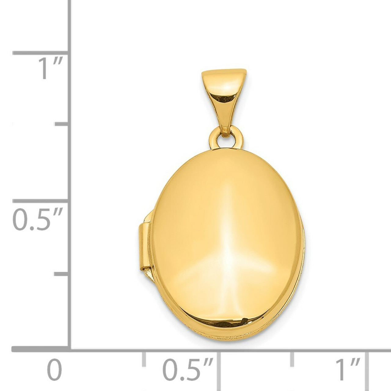 14K Yellow Gold Plain Polished Oval Locket 25x17mm - (A99-338)