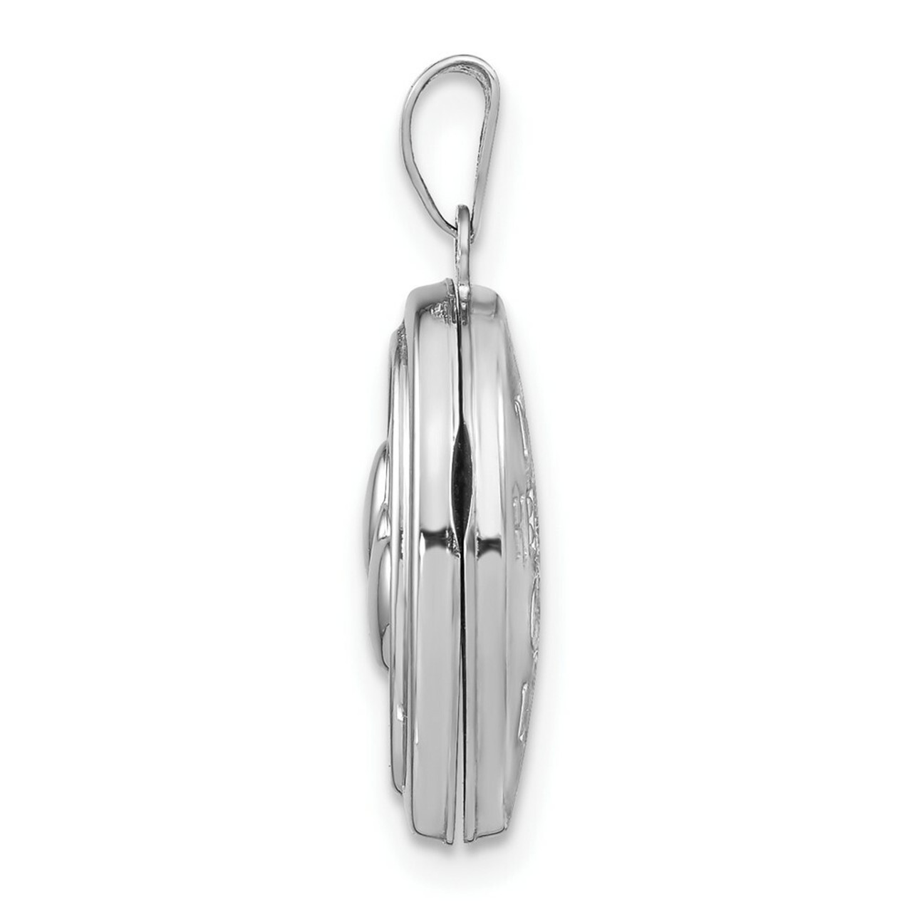 14K White Gold 17mm Double Hearts Oval Locket 24x17mm - (A99-427)