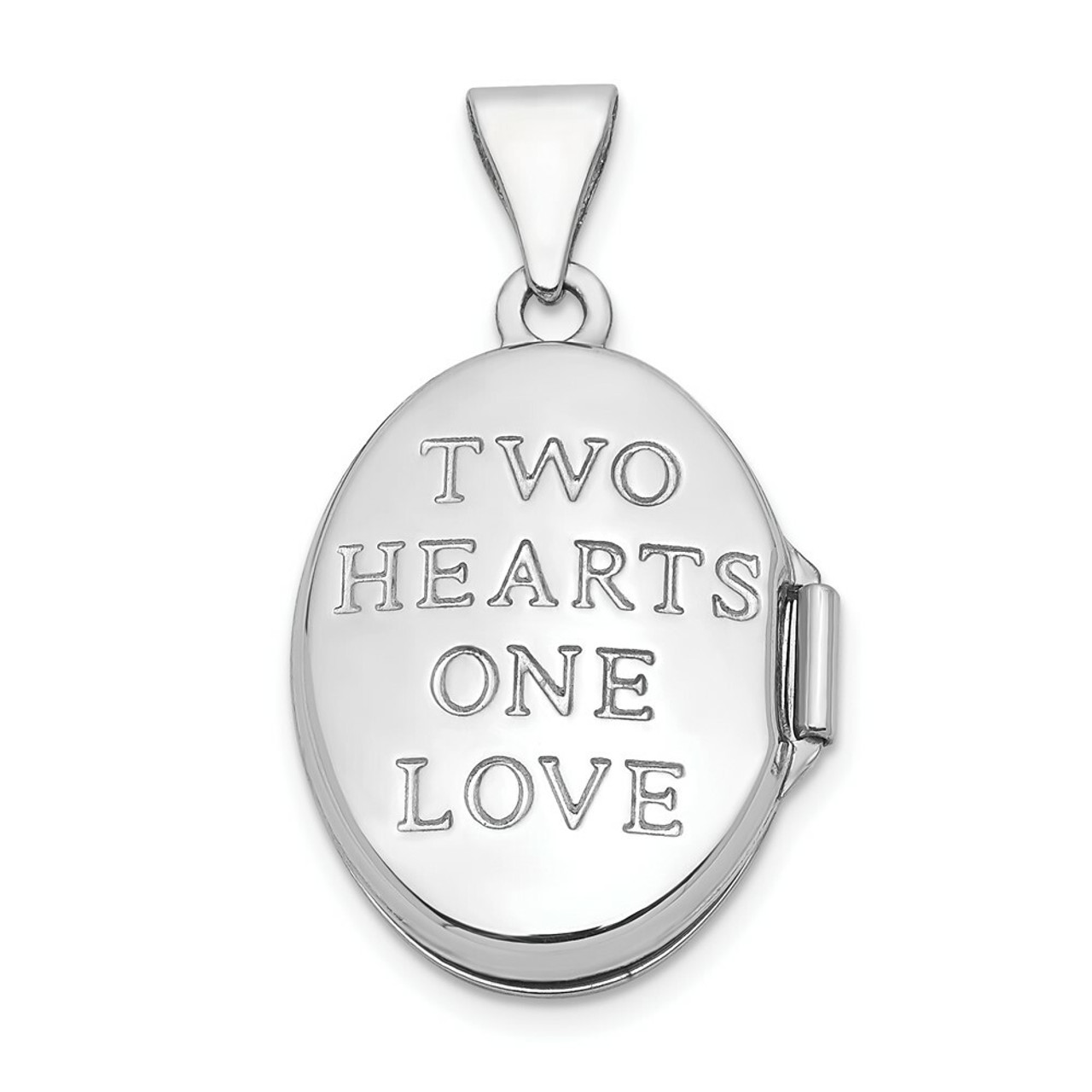 14K White Gold 17mm Double Hearts Oval Locket 24x17mm - (A99-427)