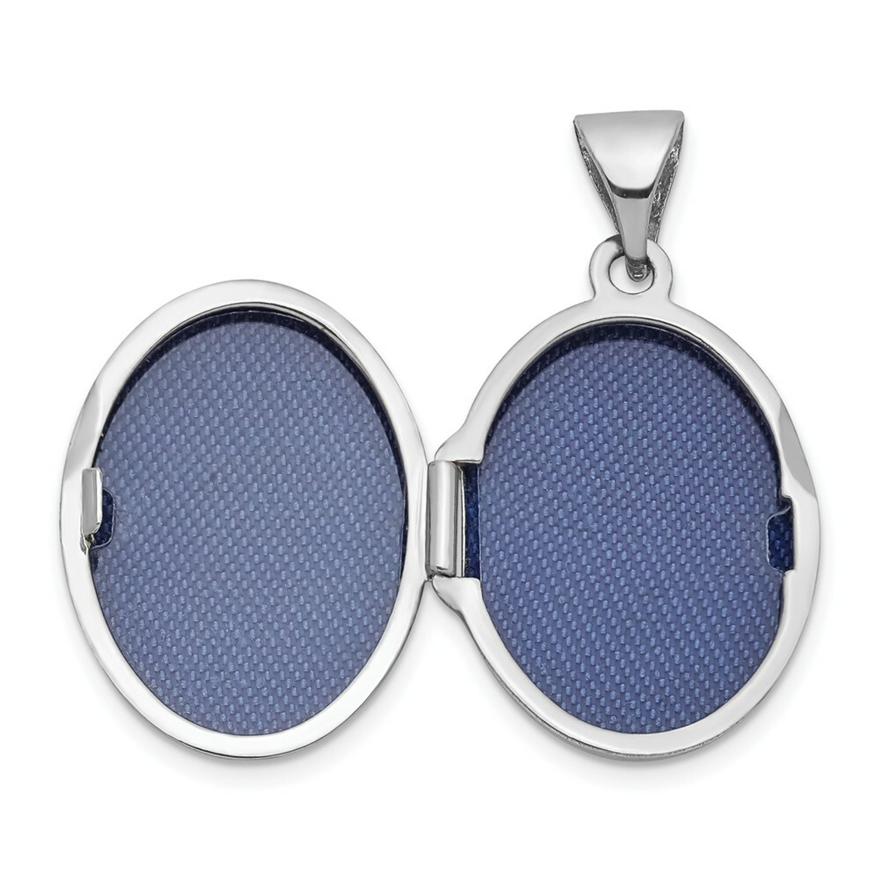 14K White Gold 17mm Double Hearts Oval Locket 24x17mm - (A99-427)