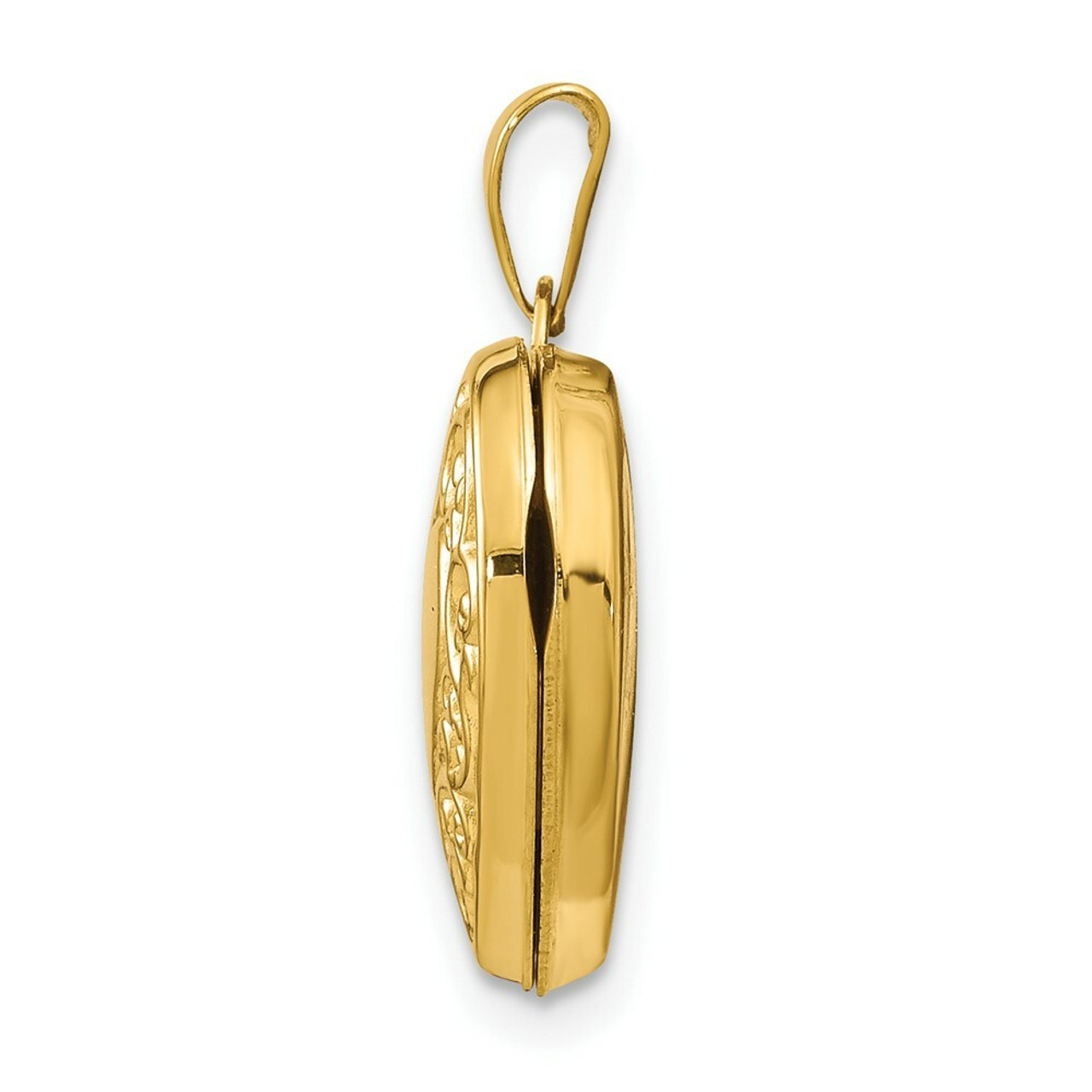 14K Yellow Gold Scroll Heart Locket 21x15mm - (A99-483)
