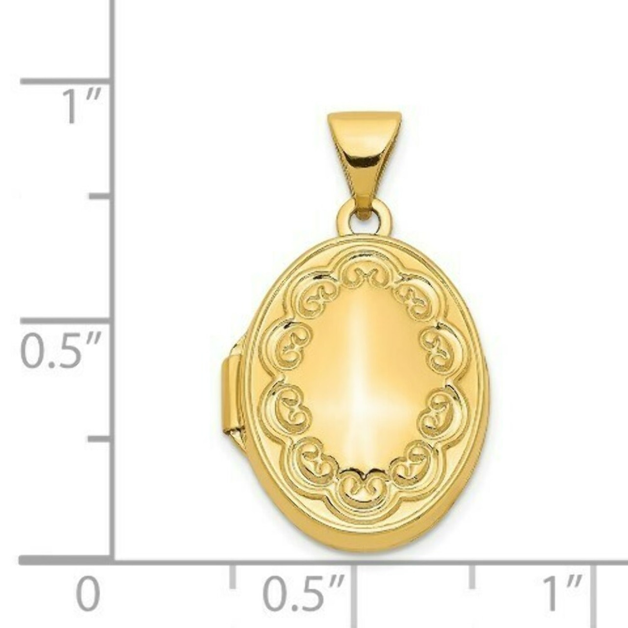14K Yellow Gold Scroll Oval Locket 24x17mm - (A99-518)