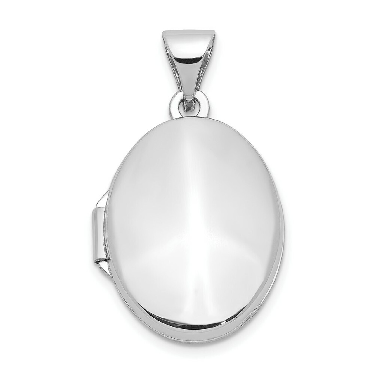 14K White Gold Polished Locket 25x17mm - (A99-535)