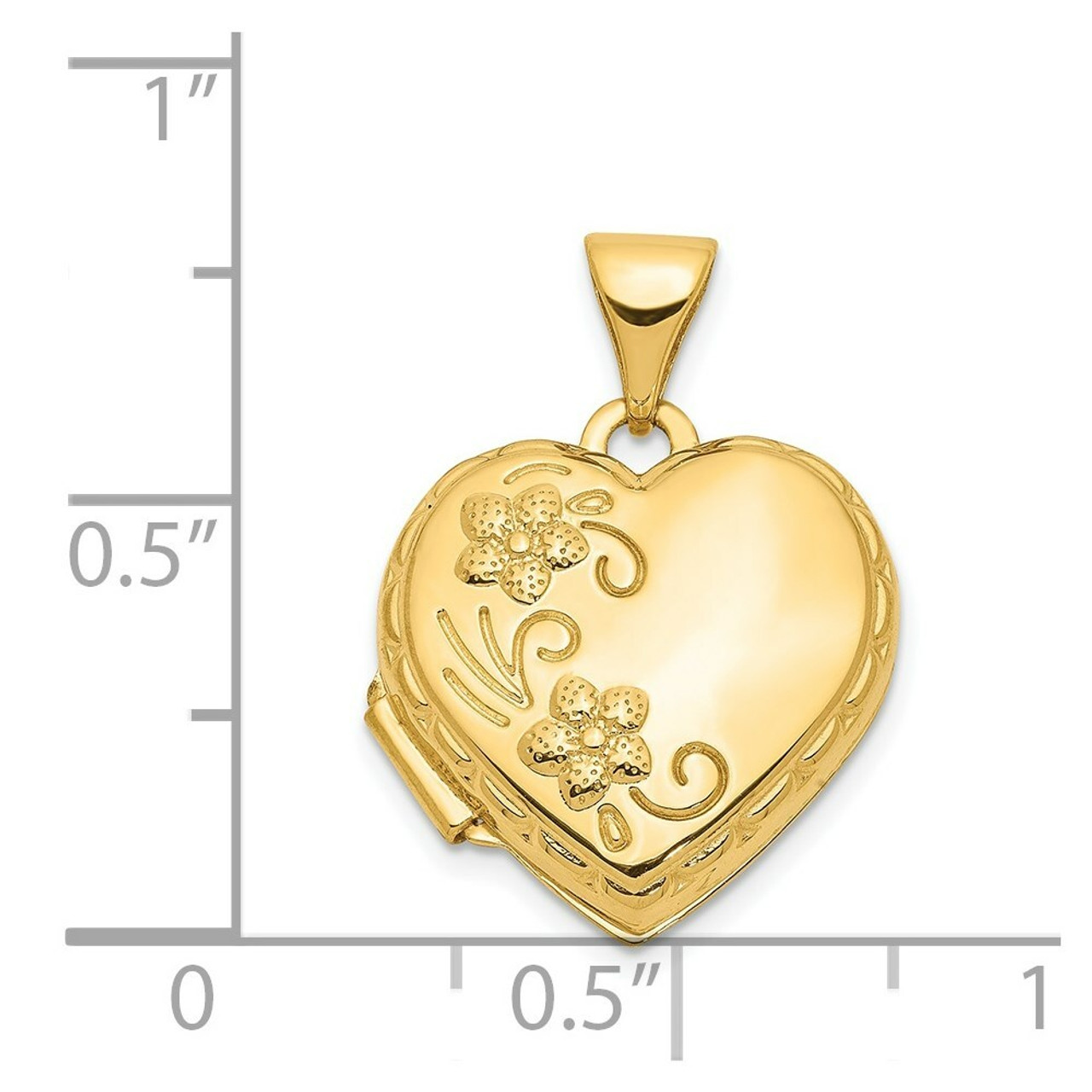 14K Yellow Gold Domed Heart Locket 21x16mm - (A99-540)