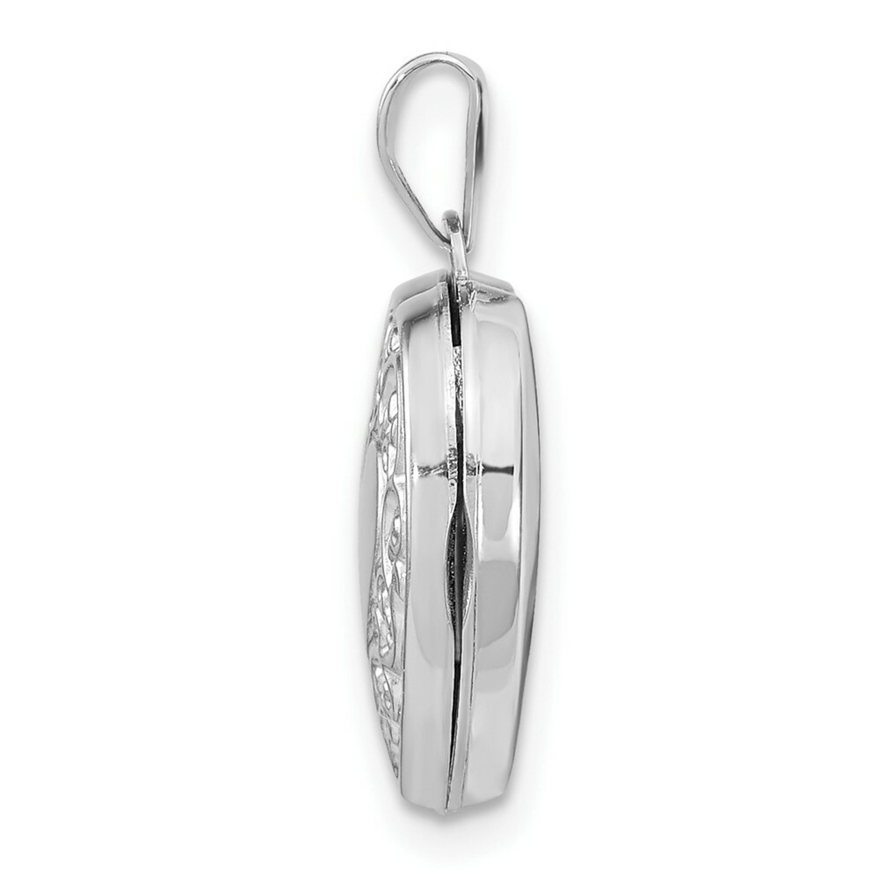 14K White Gold Heart Locket 21x15mm - (A99-845)
