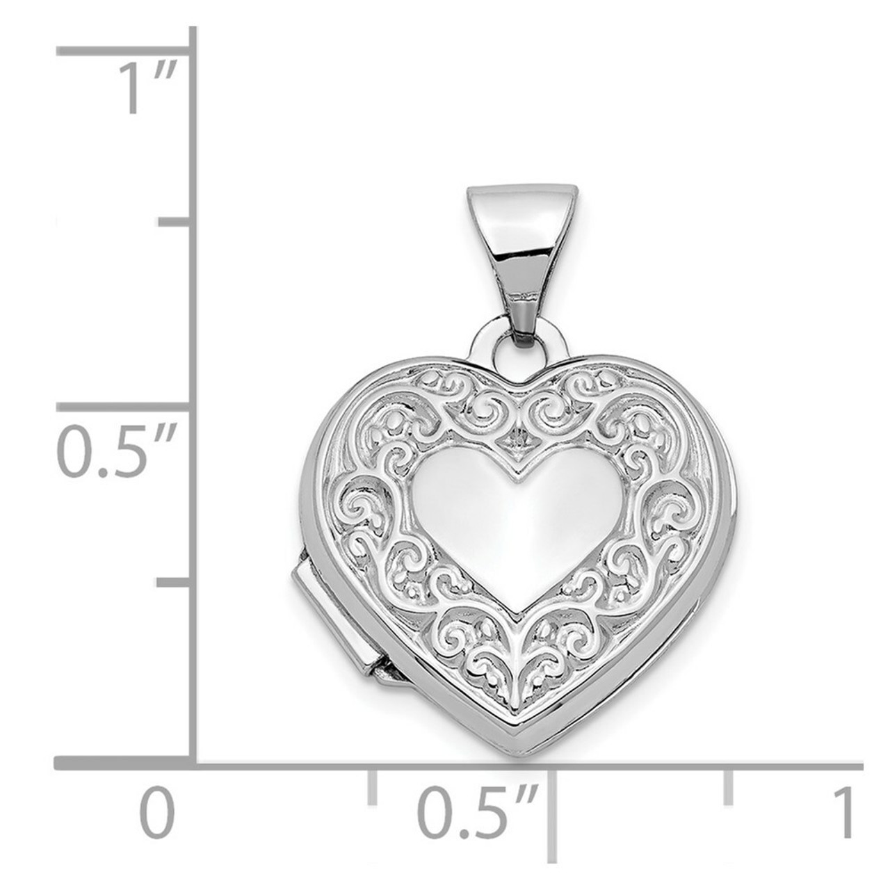 14K White Gold Heart Locket 21x15mm - (A99-845)