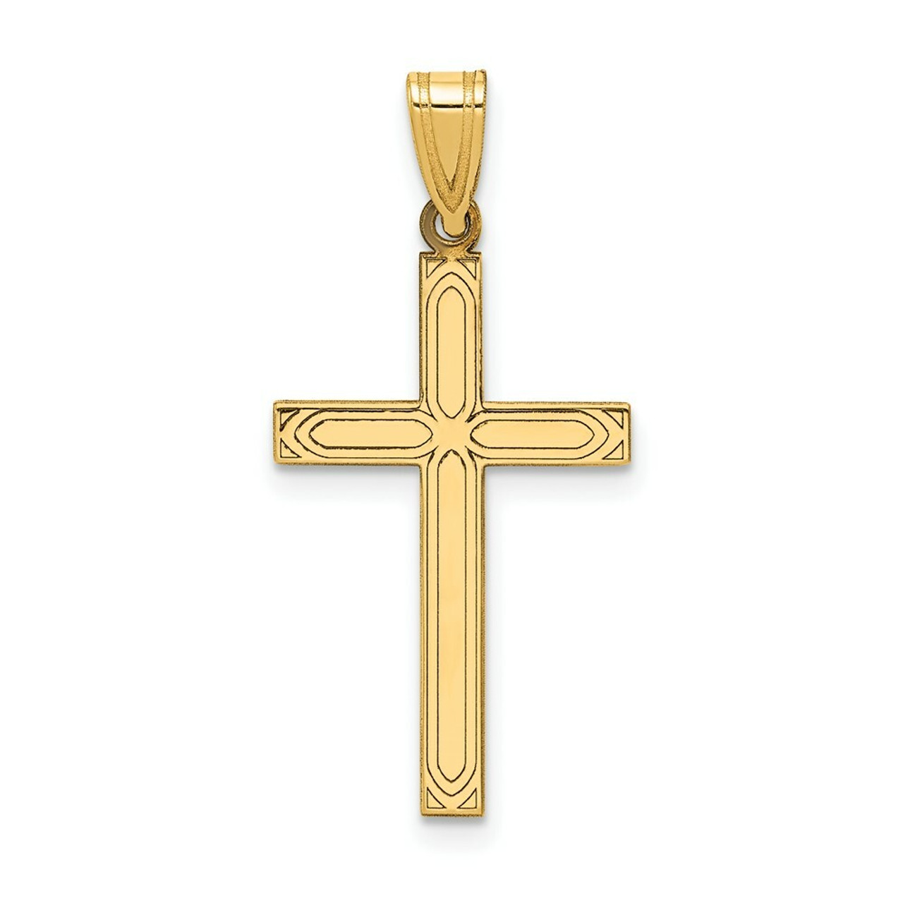 14K Yellow Gold Solid Cross Pendant 29mm length - (A99-971)