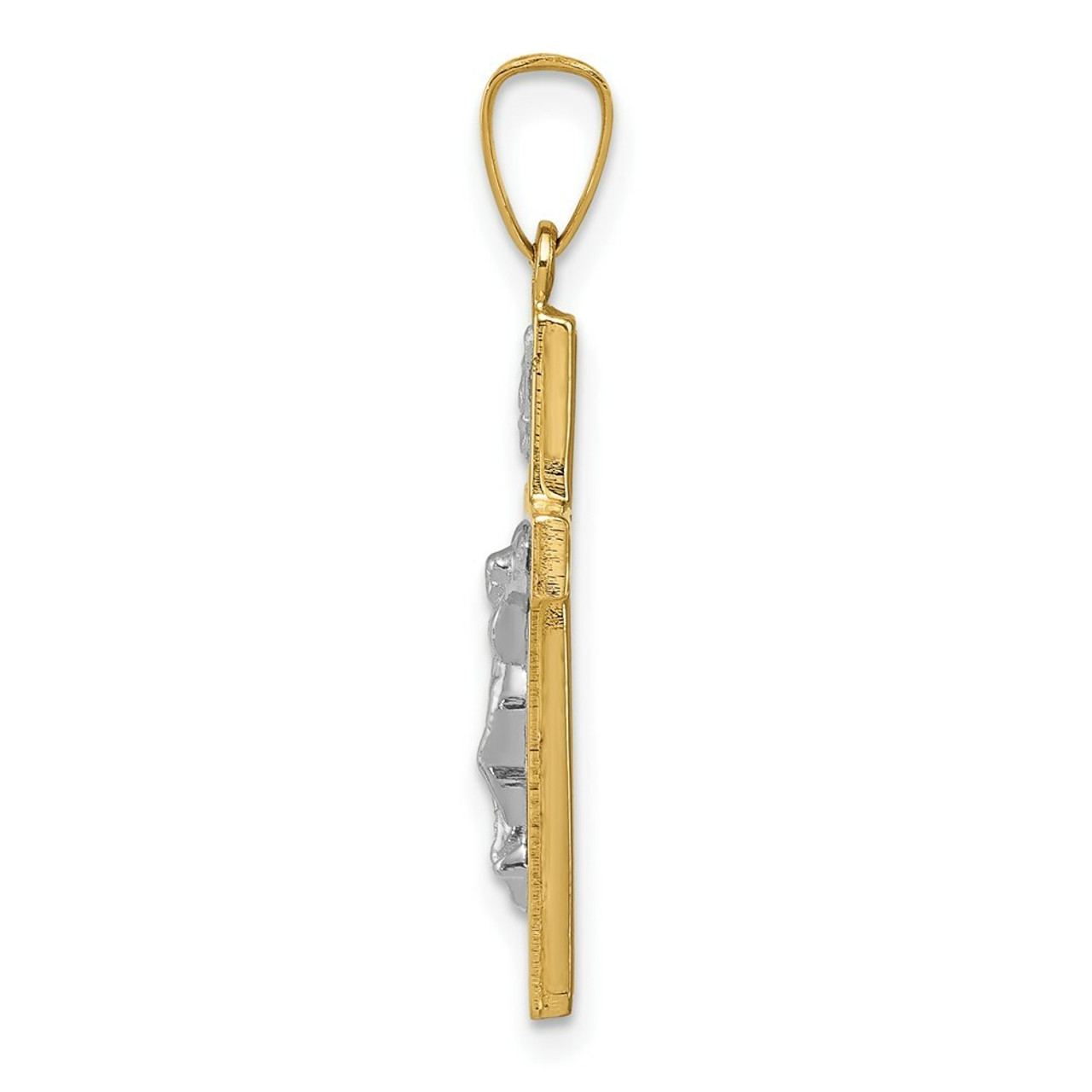 14K Yellow Gold Polished INRI Crucifix Cross Pendant - (B11-203)