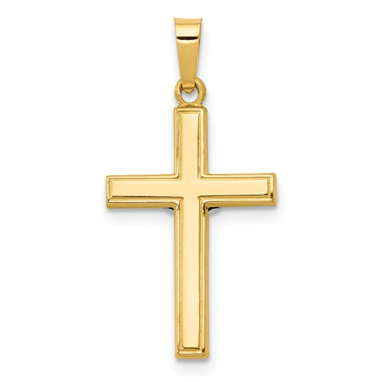 14K Yellow Gold Polished INRI Crucifix Cross Pendant - (B11-203)