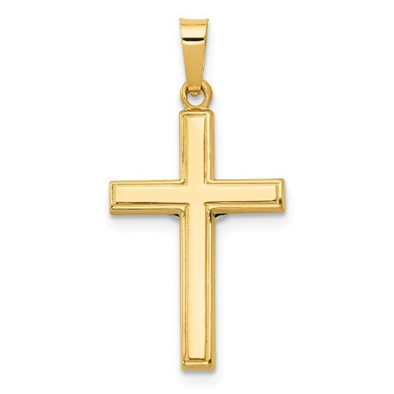 14K Yellow Gold Polished INRI Crucifix Cross Pendant - (B11-203