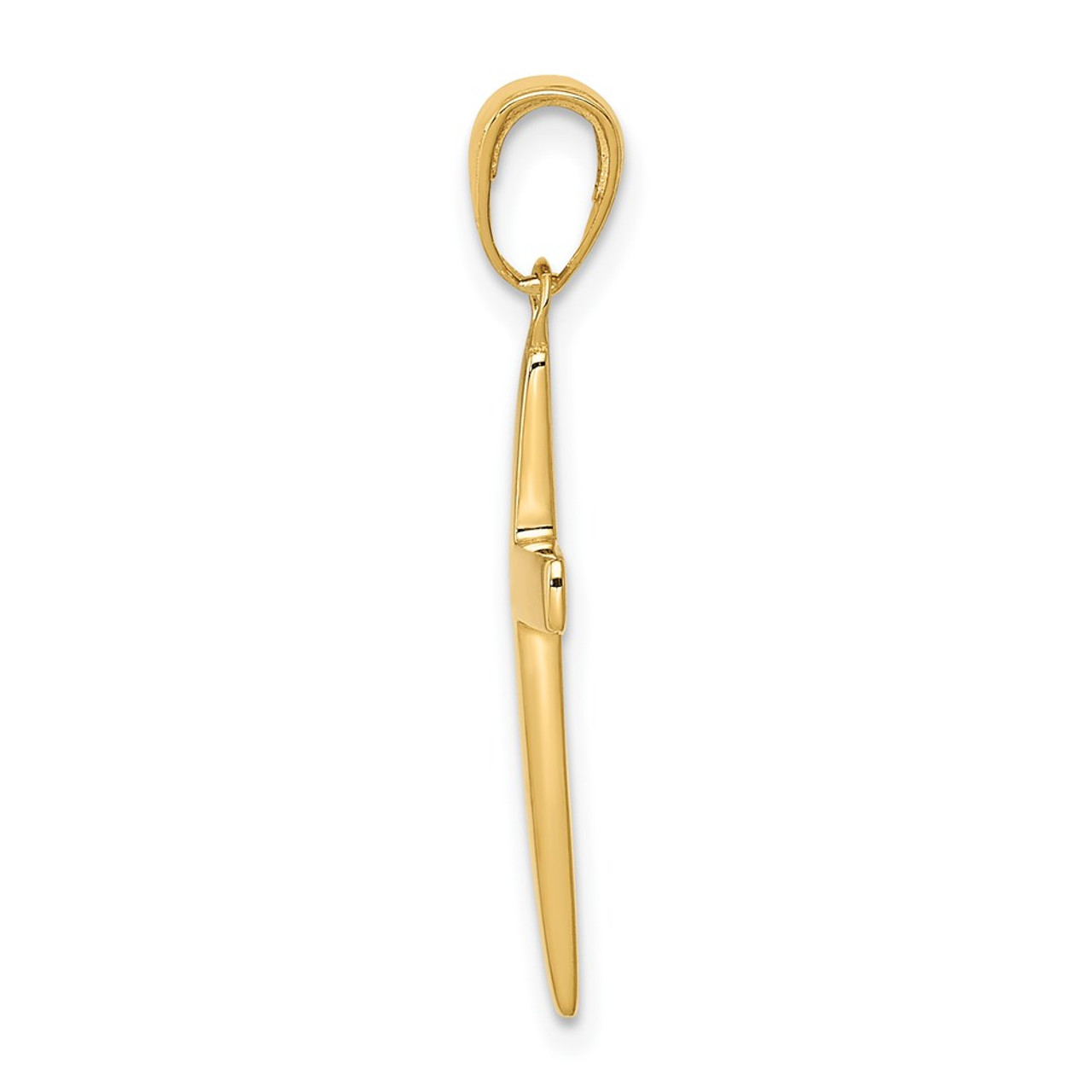 14K Yellow Gold Polished Cross Charm 28mm length - (B11-252)