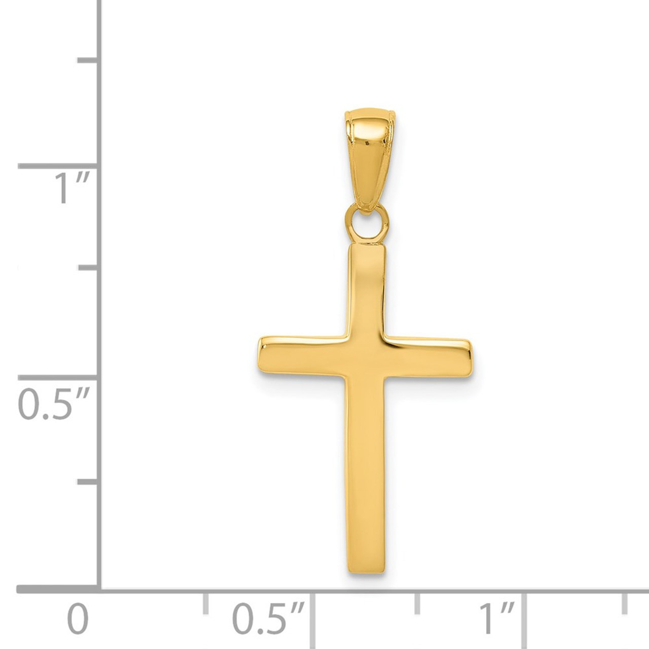 14K Yellow Gold Polished Cross Charm 28mm length - (B11-252)