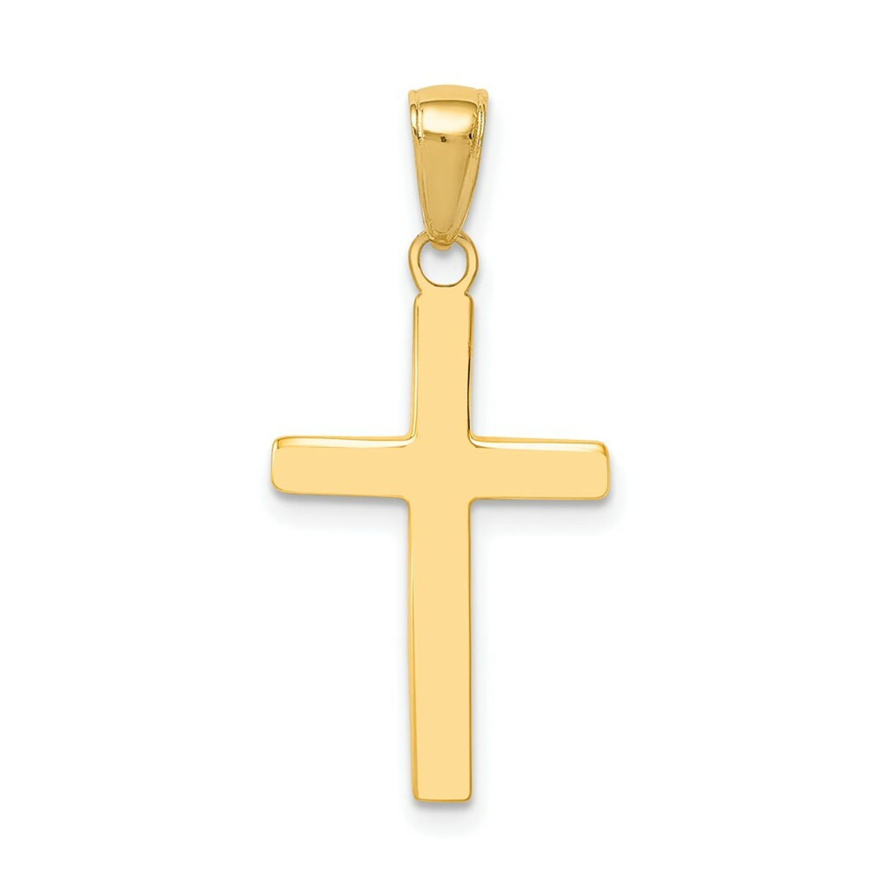 14K Yellow Gold Polished Cross Charm 28mm length - (B11-252)