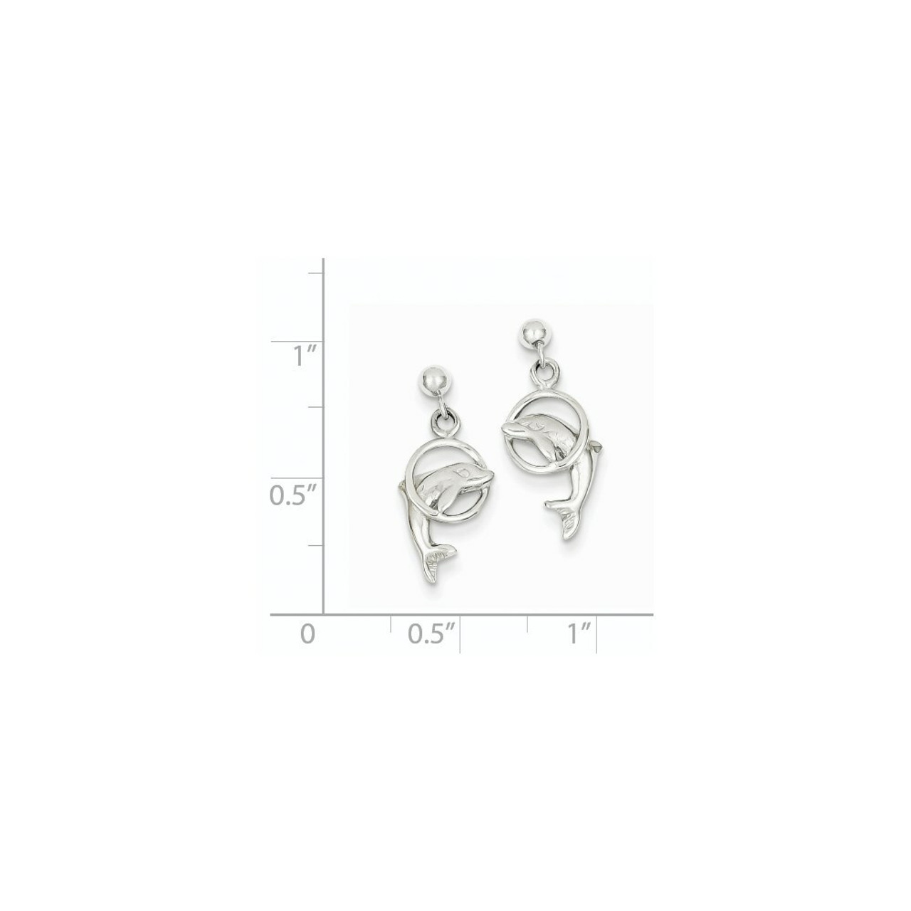 14K White Gold Dolphin Dangle Earrings - (B36-963)