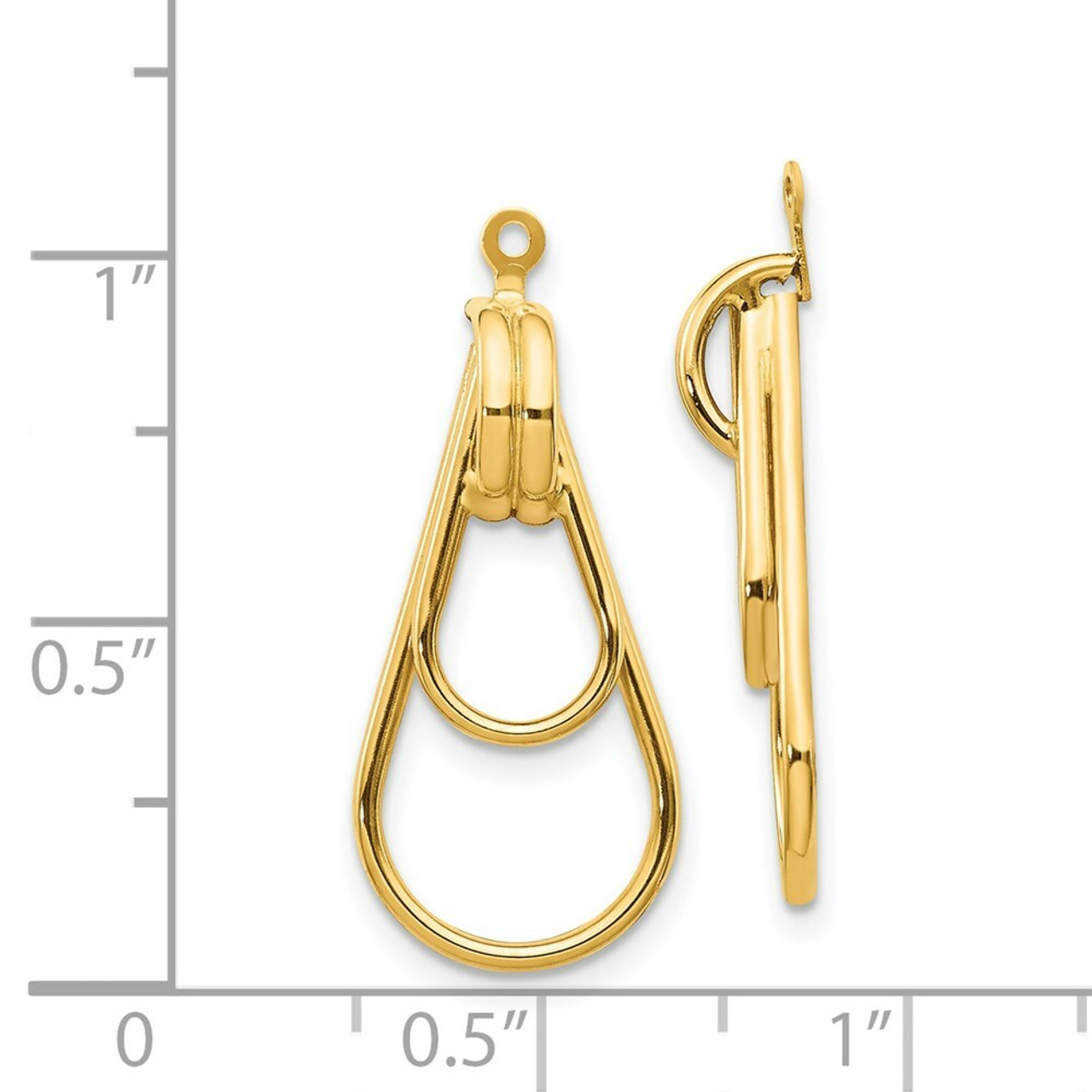 14K Yellow Gold Polished Double Teardrop Earrings Jackets - (B41-205)