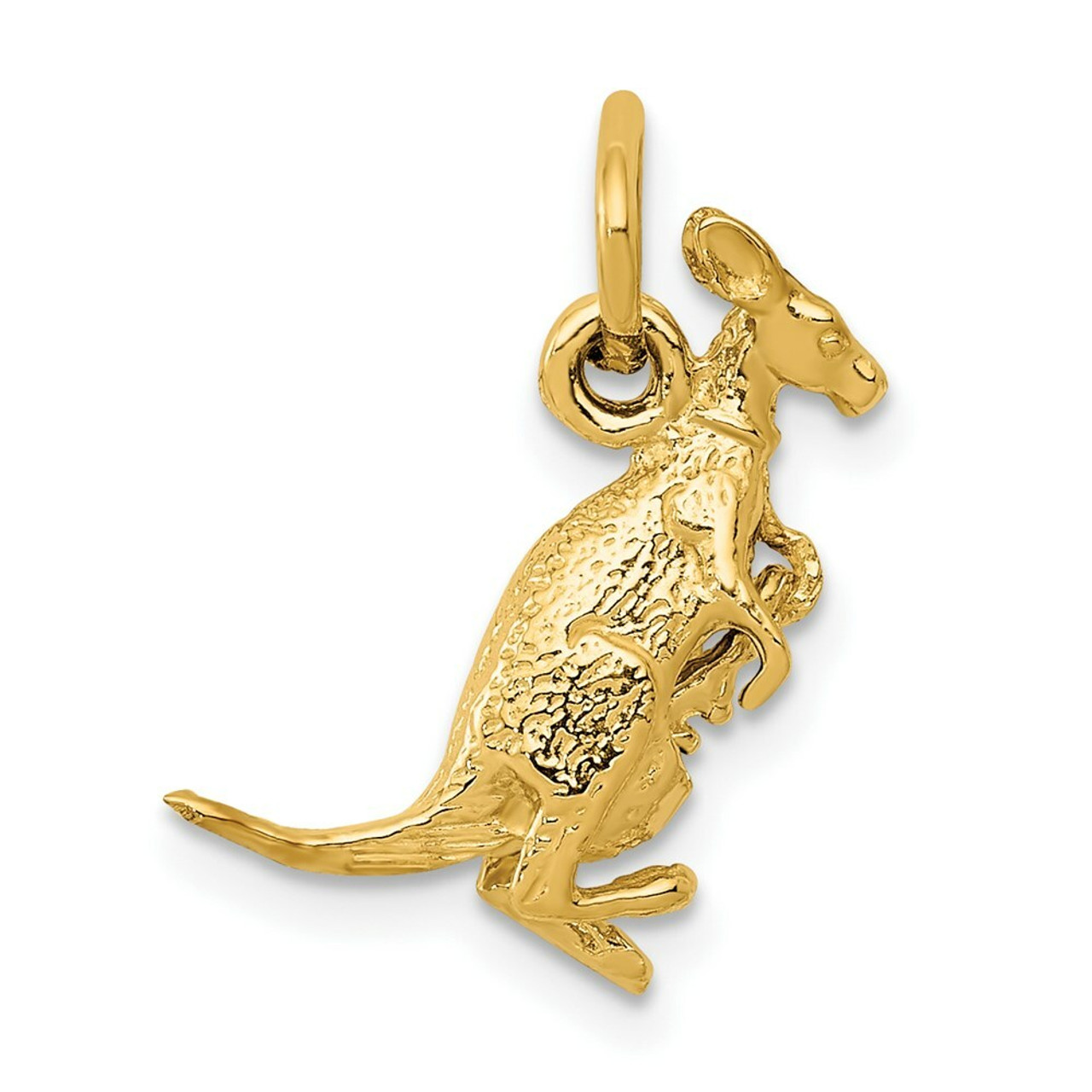 14K Yellow Gold Kangaroo with Joey Charm - (A82-456)