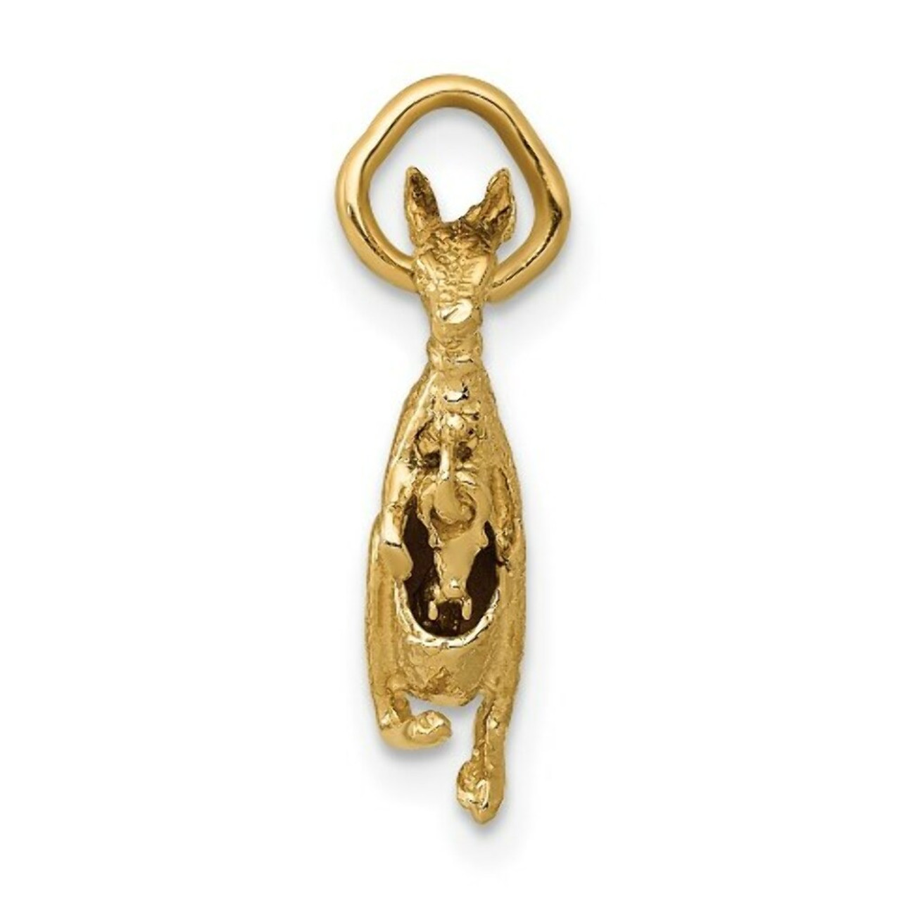 14K Yellow Gold Kangaroo with Joey Charm - (A82-456)