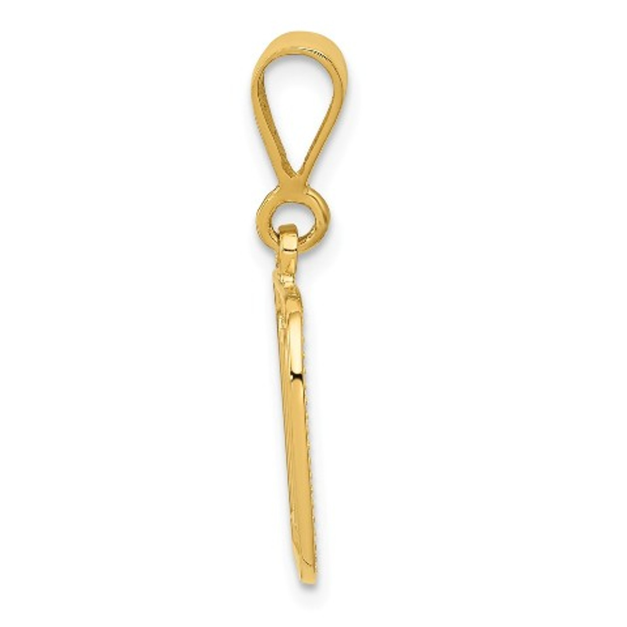 14K Yellow Gold Initial Letter D Charm Pendant - (A82-876)