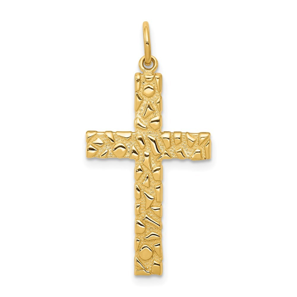 14K Yellow Gold Nugget Style Cross Pendant - (A83-113) - Roy Rose