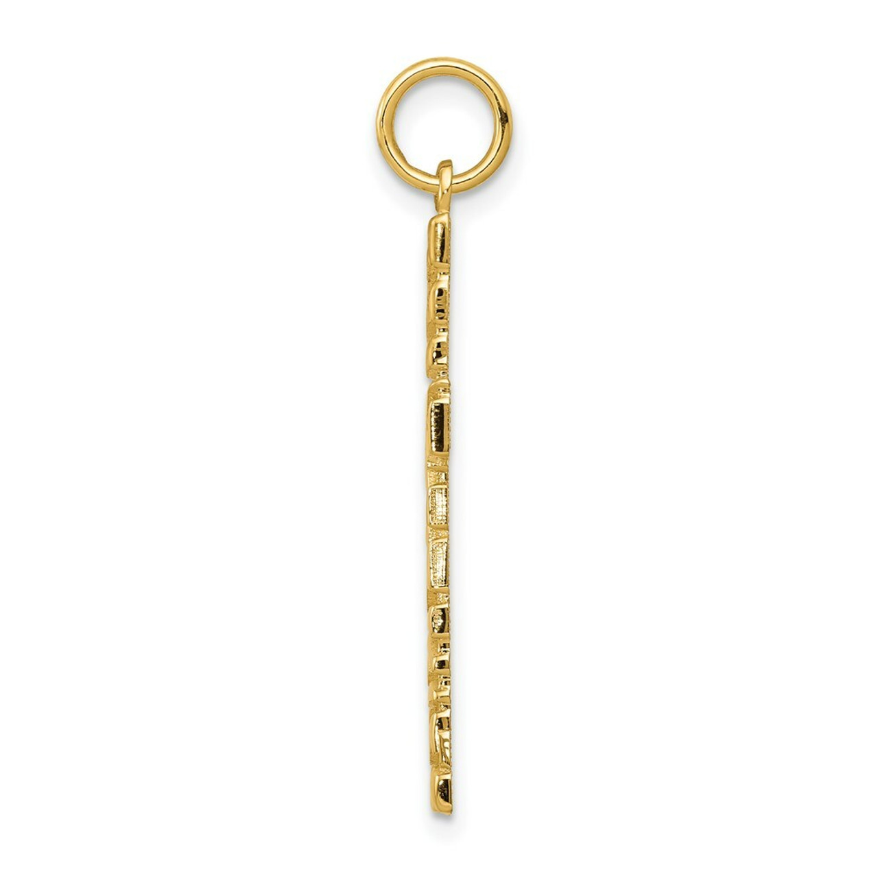 14K Yellow Gold Nugget Style Cross Pendant - (A83-113)