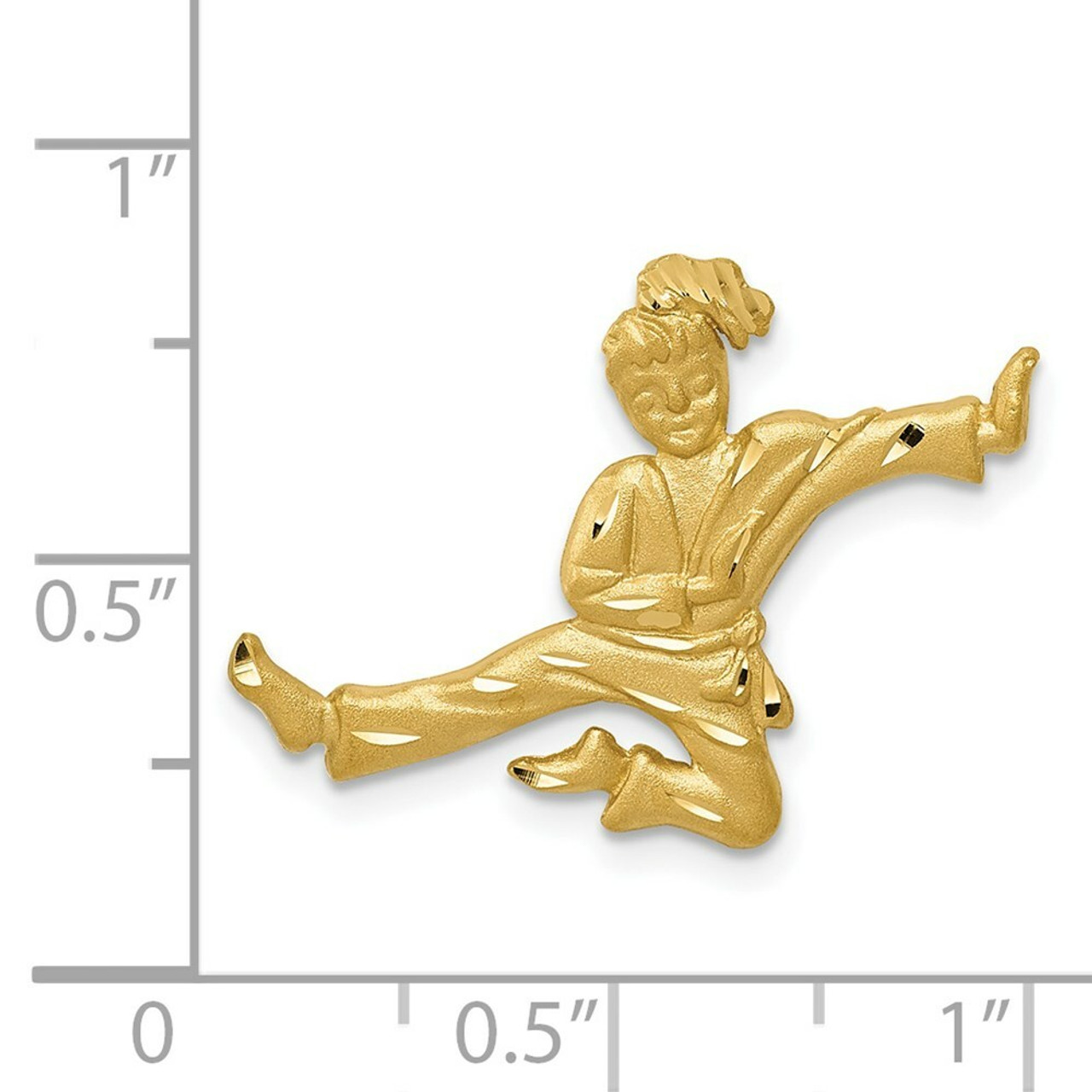 14K Yellow Gold Solid Satin Diamond-cut Open-Backed Karate Female Charm - (A83-357)