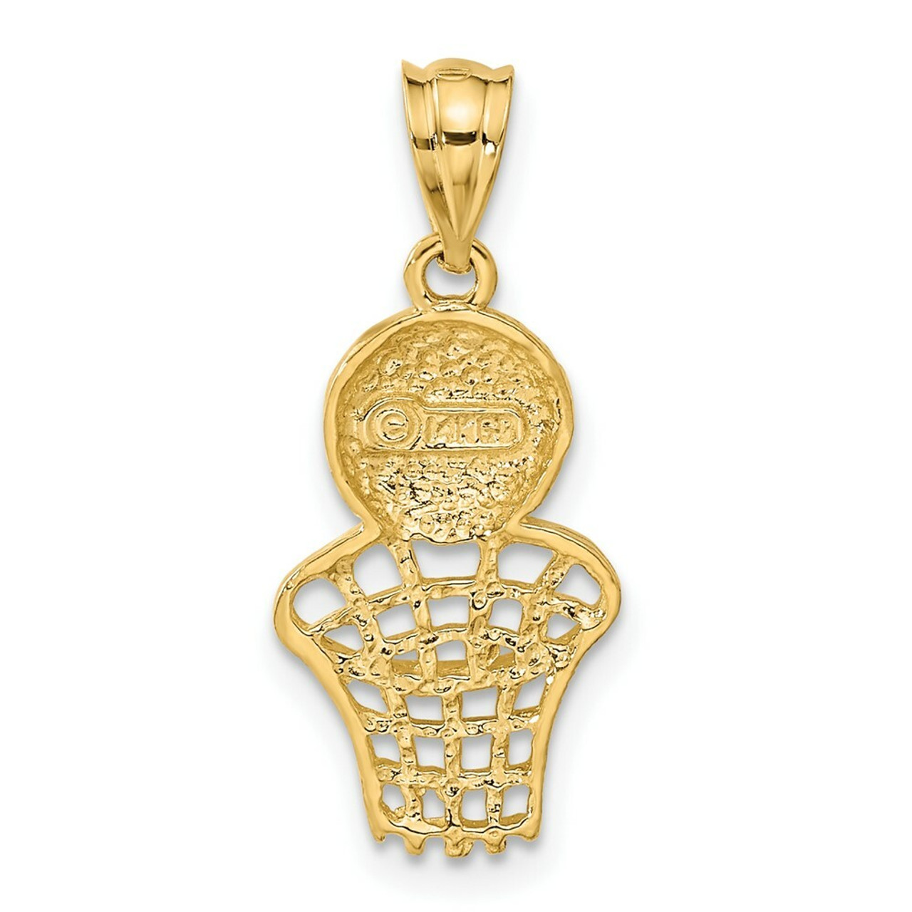 14K Yellow Gold Basketball & Net Charm - (A83-358)