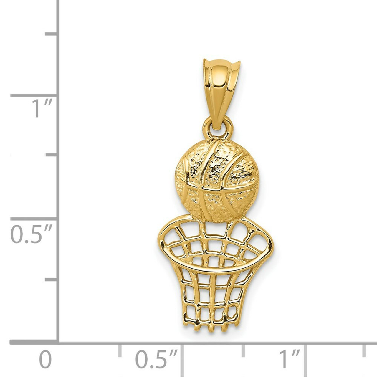 14K Yellow Gold Basketball & Net Charm - (A83-358)