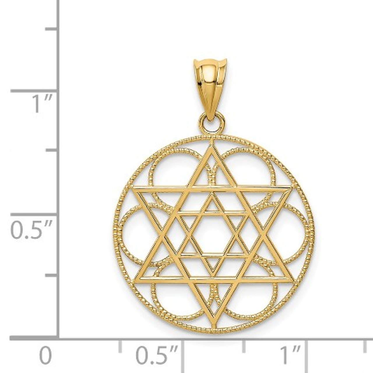 14K Yellow Gold Star of David Circle Pendant - (A83-606) - Roy