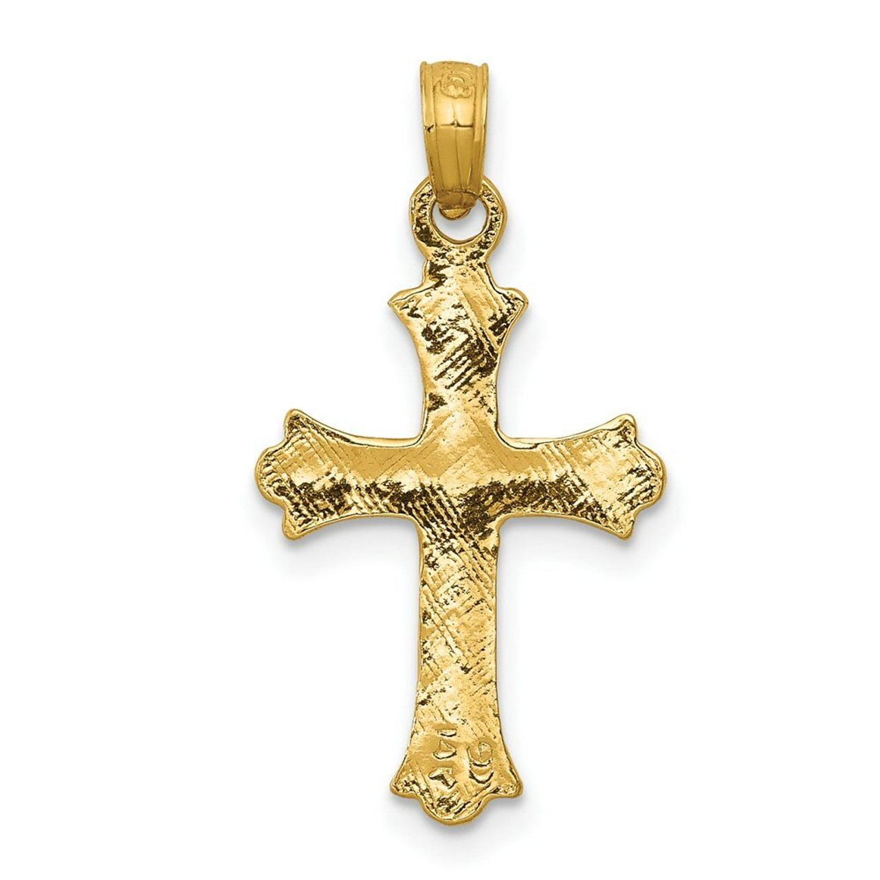 14K Yellow Gold Budded Cross Charm - (A83-636)