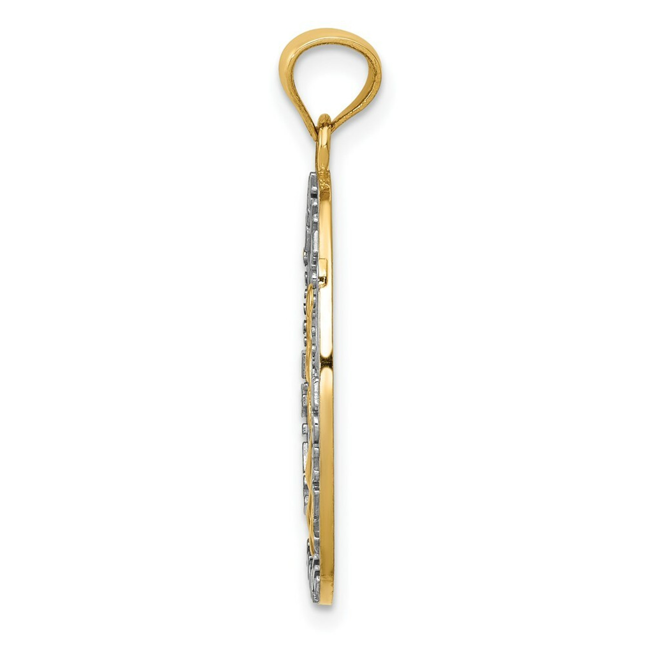 14K Yellow Gold Two-tone Believe/Peace/Faith/Hope Angel Pendant - (A83-693)