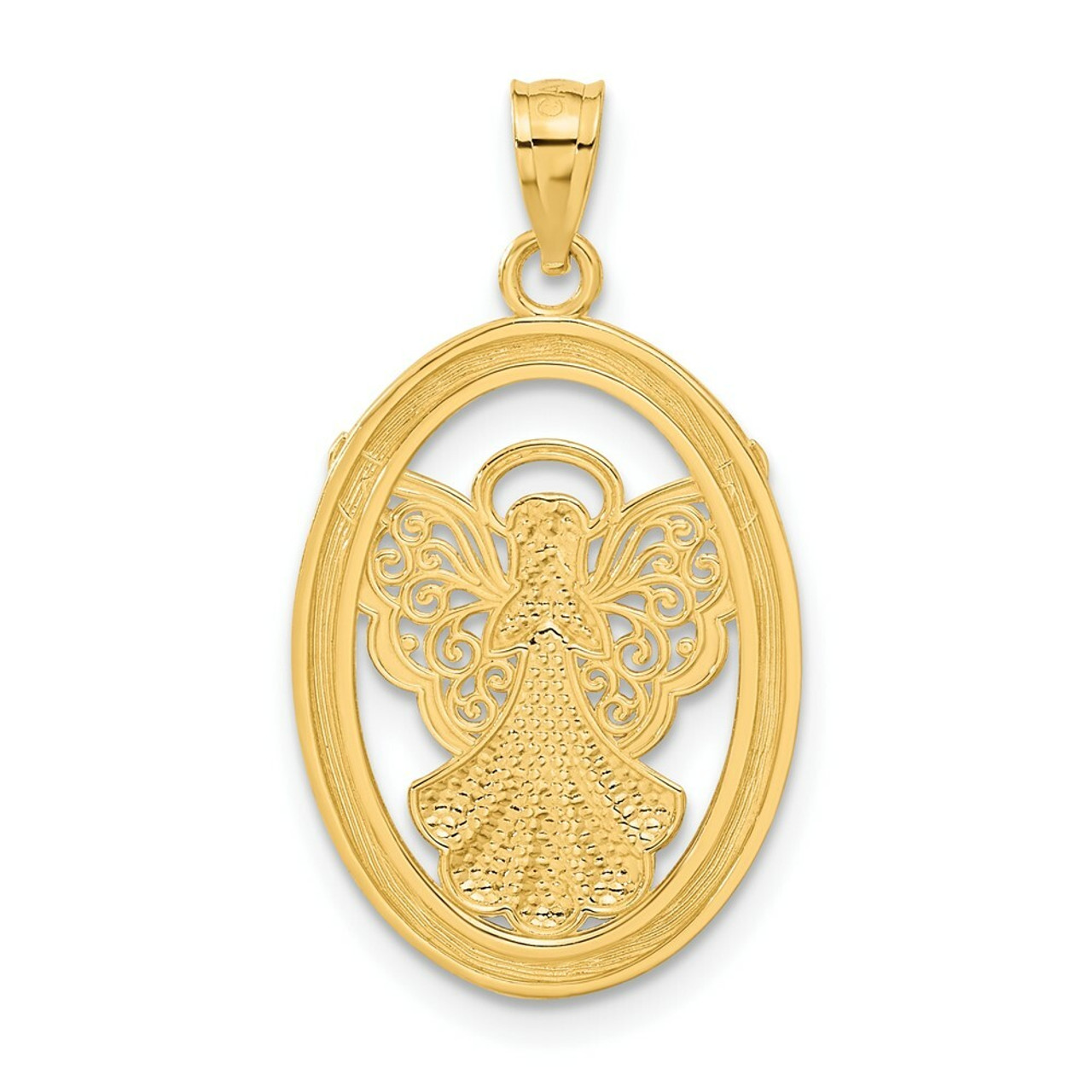 14K Yellow Gold Two-tone Believe/Peace/Faith/Hope Angel Pendant - (A83-693)