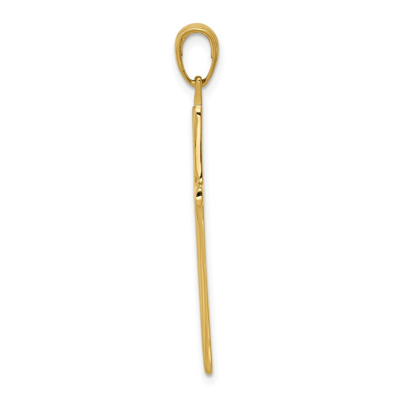14K Yellow Gold Satin Finish Accent Stick Cross Pendant - (A83-844)