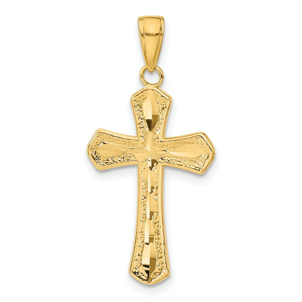 Please Obey The Law. EX クロス　ダイヤクロス 14K Yellow Gold Diamond-cut Beveled Edges Cross Pendant - (A83-866