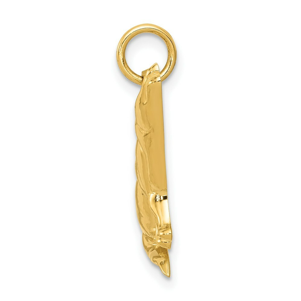 14K Yellow Gold Howling Wolf Charm - (A84-501)